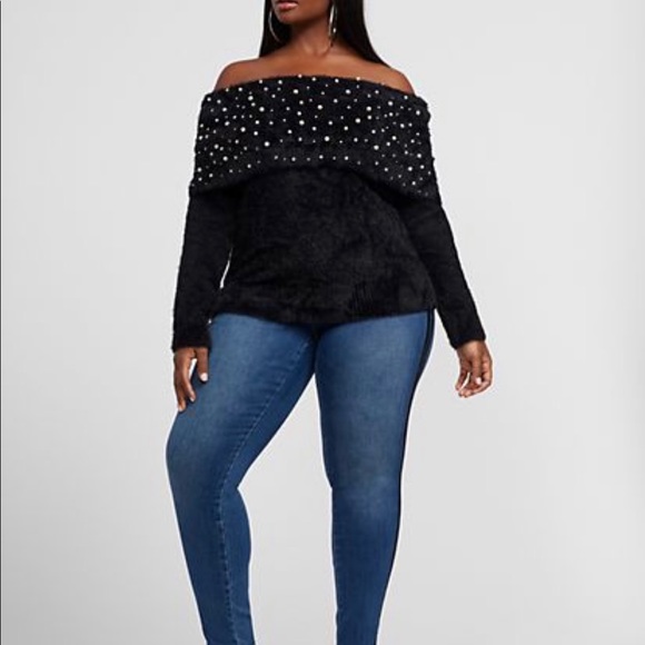 Off the shoulder embellished sweater. NWT sz 2 - Picture 4 of 4